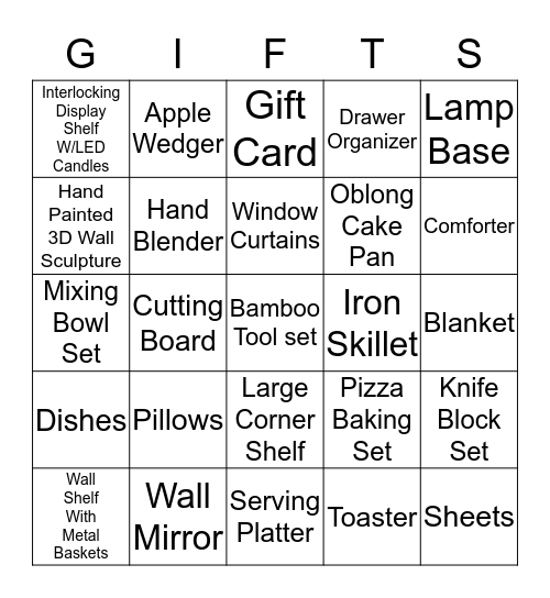 Wedding Shower Bingo Card