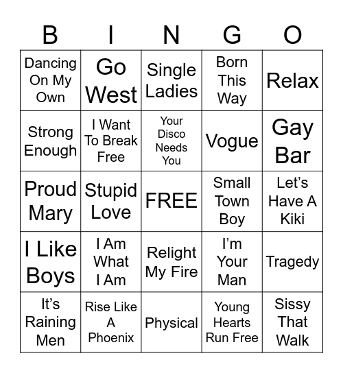 Fun Night Out Bingo Card