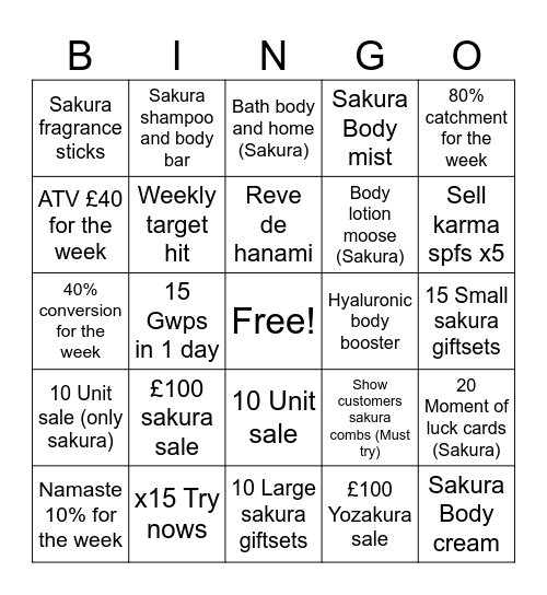 April bingo Card