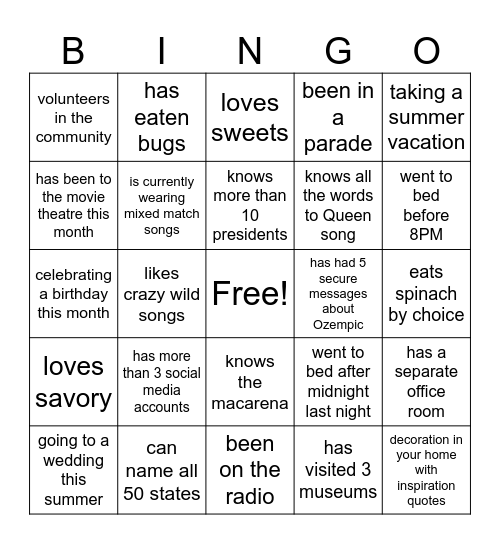 Untitled Bingo Card