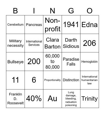 IHL Bingo Card