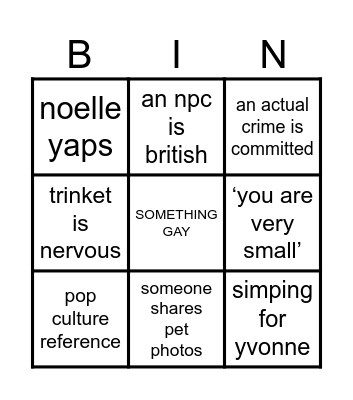dnd bingo yay Bingo Card