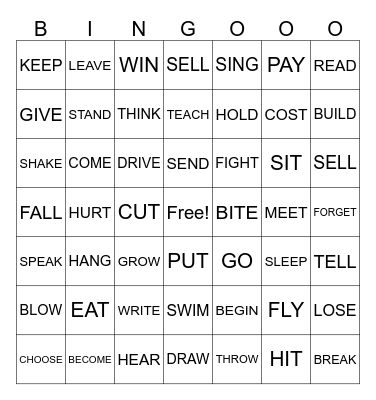 IRREGULAR VERBS Bingo Card