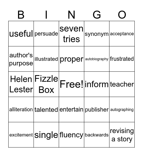 3.2.5 Author Bingo Card