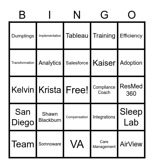 Sales Operations Bingo Card