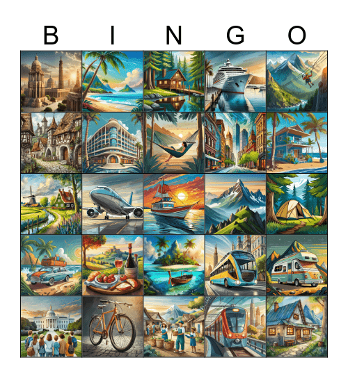 SP2_U6_L3 Viajes, Destinos, Alojamientos, Transportes Bingo Card