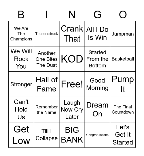 Game Day Classics Bingo Card