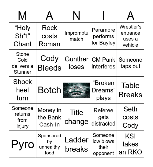 Wrestlemania 40 BINGO Card