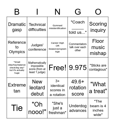Regionals Bingo! Bingo Card