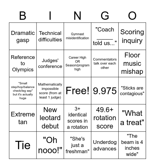 Regionals Bingo! Bingo Card