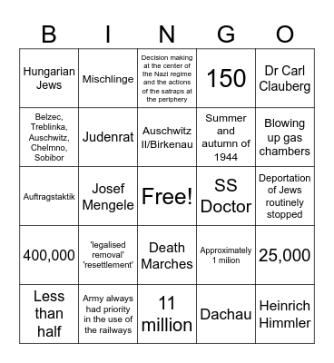 World War II Bingo Bango Baker Bingo Card