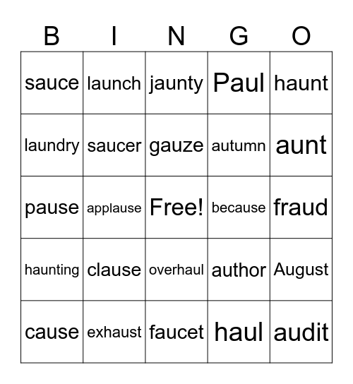 au BINGO Card