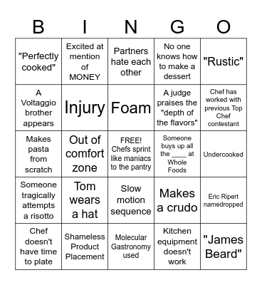 Top Chef Bingo Season 21 Wisconsin Bingo Card