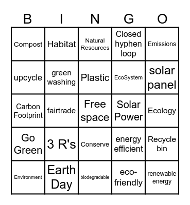 🌏EARTH DAY BINGO🌏 Bingo Card