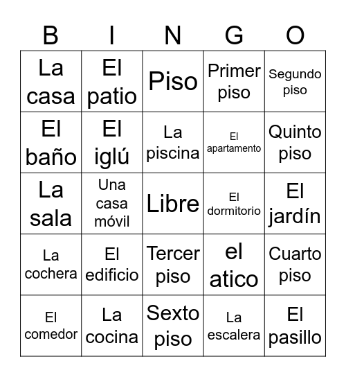 La Casa Bingo Card