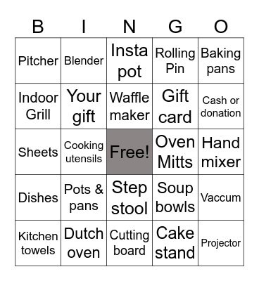 Julia’s Bridal Shower Bingo Card