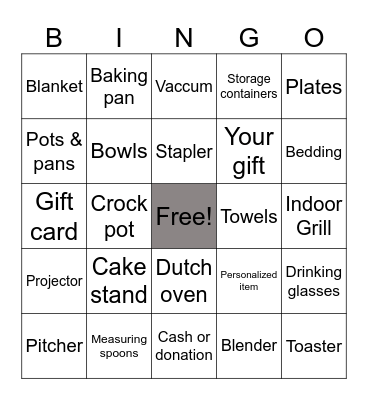 Julia’s Bridal Shower Bingo Card