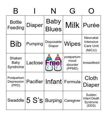 Baby Basics Bingo Card