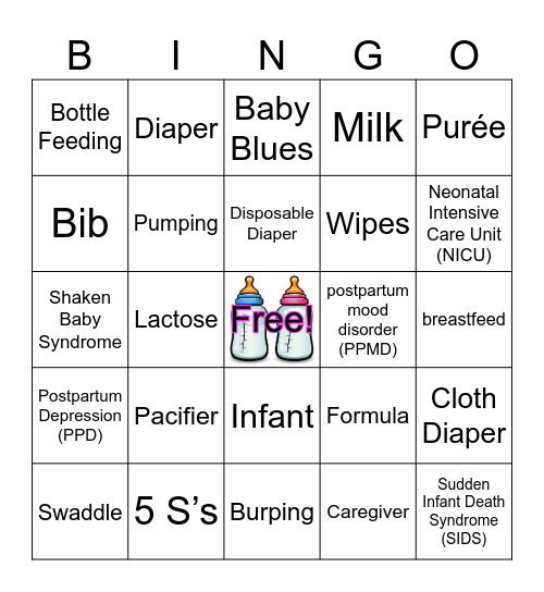 Baby Basics Bingo Card
