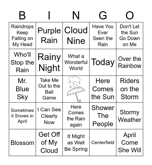 April Showers Bingo Card