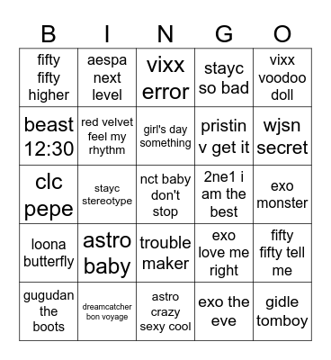 the most kpop ever Bingo Card