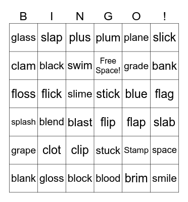 Blends Bingo Card