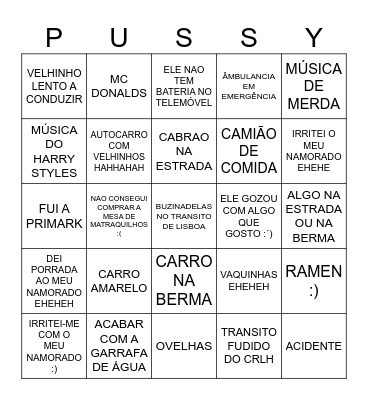 VIAGEM CRLH!!!!!!! Bingo Card