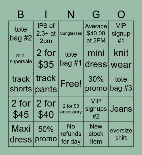 ALLY Bingo Card