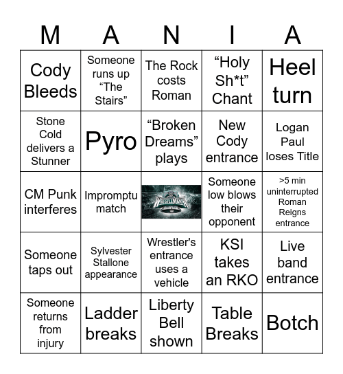 Wrestlemania 40 BINGO Card