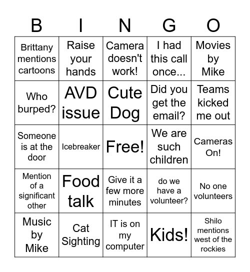 Training Bingo 2 Bingo Card