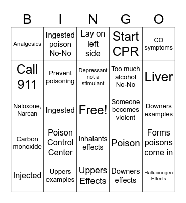 SFA Ch 18 Poisoning Bingo Card