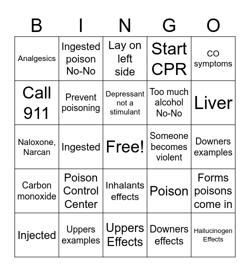 SFA Ch 18 Poisoning Bingo Card