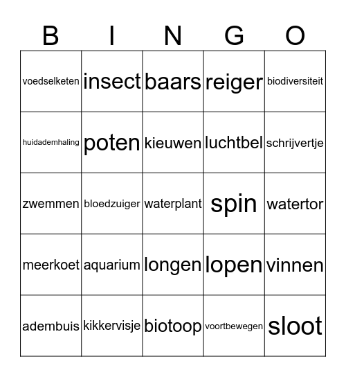 waterdierenbingo Card