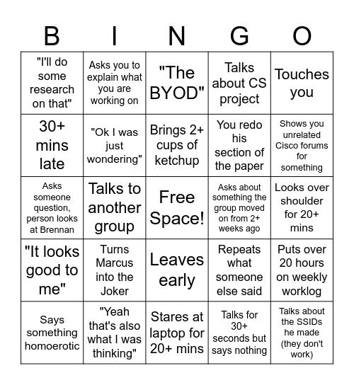 Capstone Bingo Card