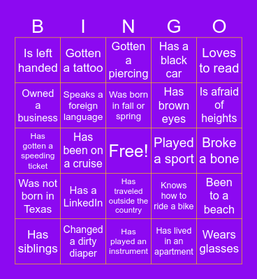 FIND SOMEONE WHO….. Bingo Card