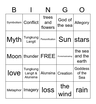 Literary Bingo Card