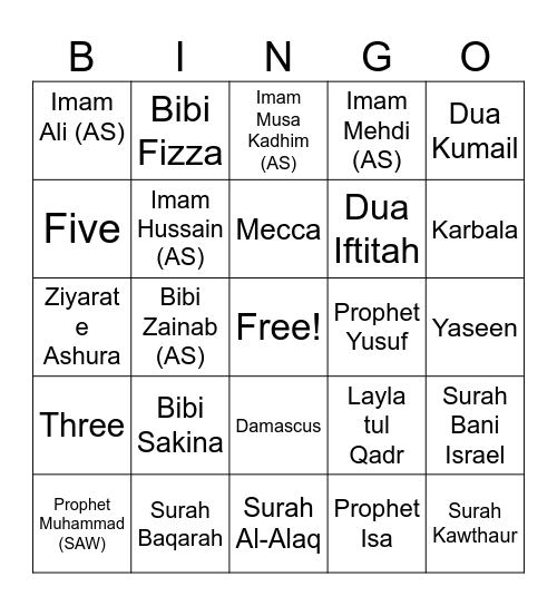 Guiding Lights: Inspiring Youth in Ramadan Bingo Card