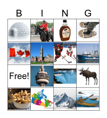 CANADA Bingo Card