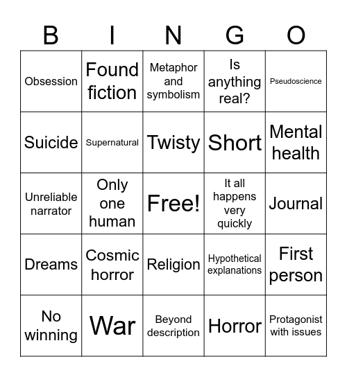 The Box Bingo Card