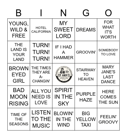 HIPPIE VIBES Bingo Card