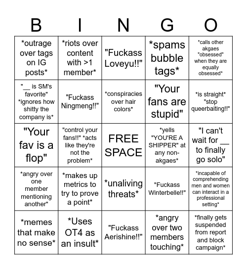 MY Akgae Bingo Card