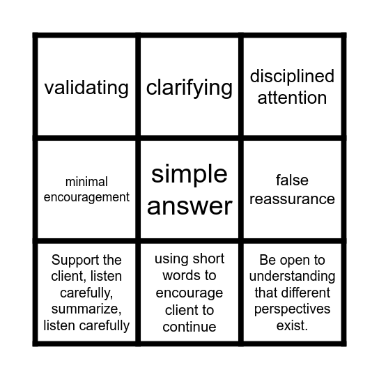 Communication Bingo Card