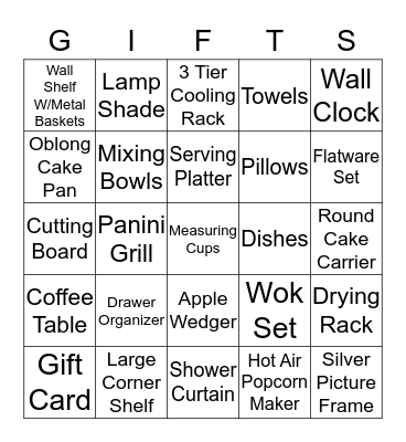 Wedding Shower Bingo Card