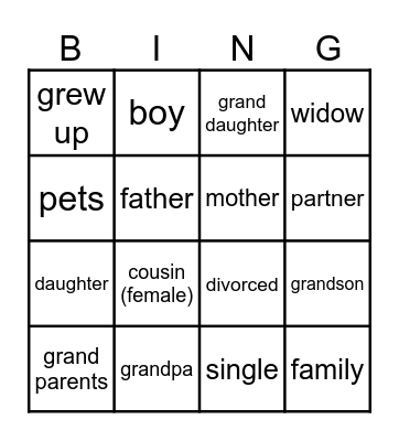 FAMILY Bingo Card