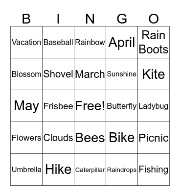 Spring Bingo Card