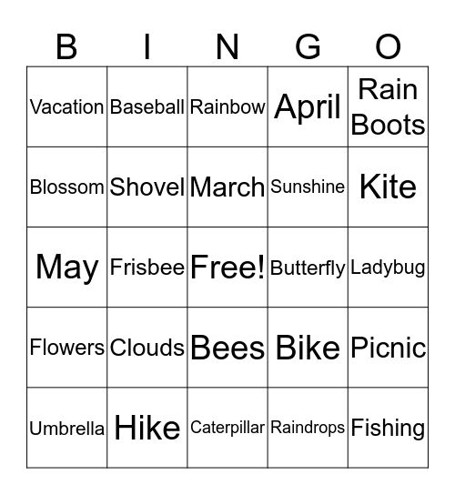 Spring Bingo Card