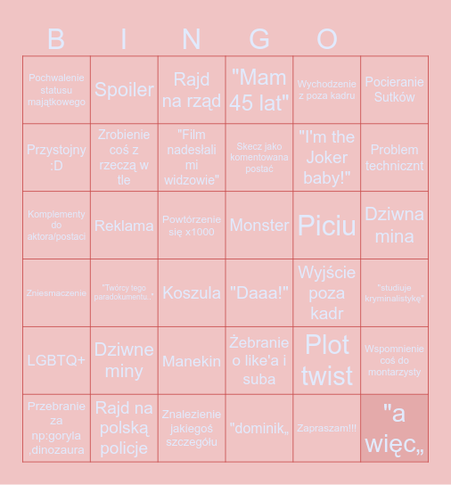 Lakarnumowe Bingo Card