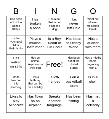 Find Someone Who... Bingo Card