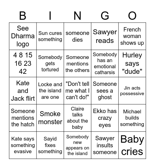 Lost Bingo Card