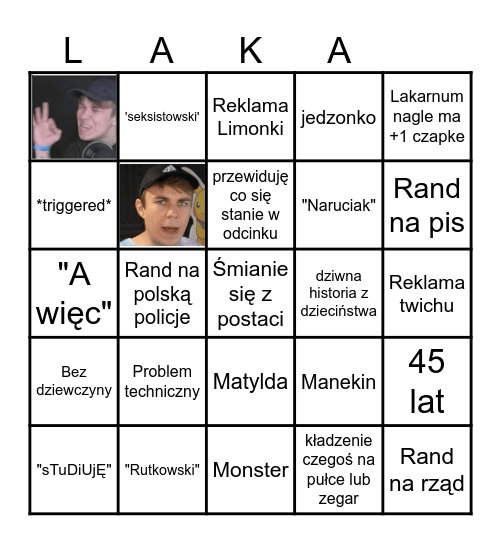 Lakarnumowe Bingo Card